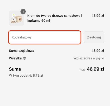 Miejsce na kod rabatowy Orientana