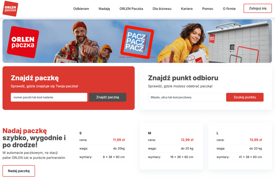 Strona internetowa orlen paczka