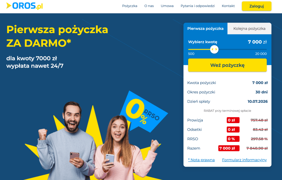 Strona internetowa Oros