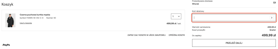 Miejsce na kod rabatowy pako lorente