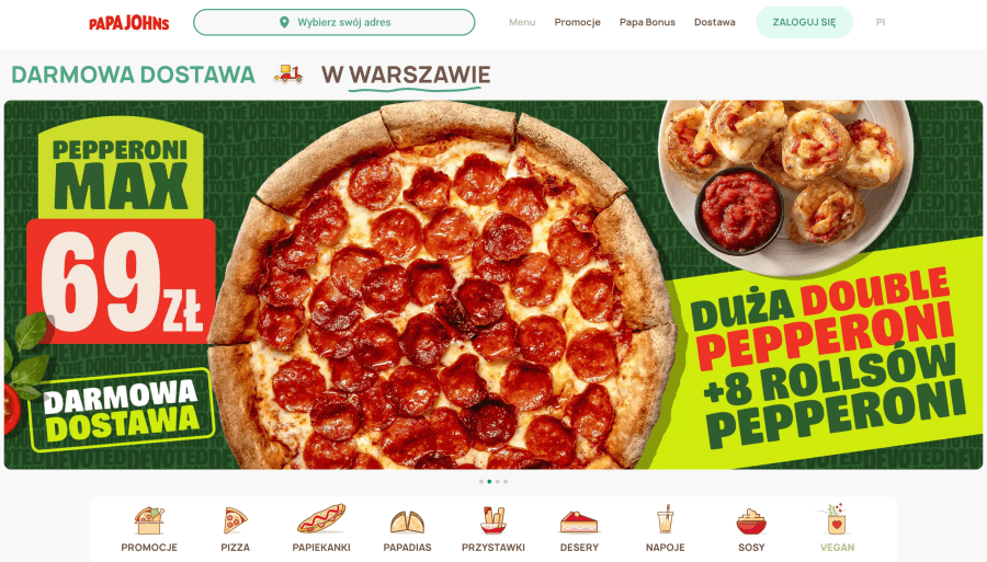 Strona internetowa papa johns