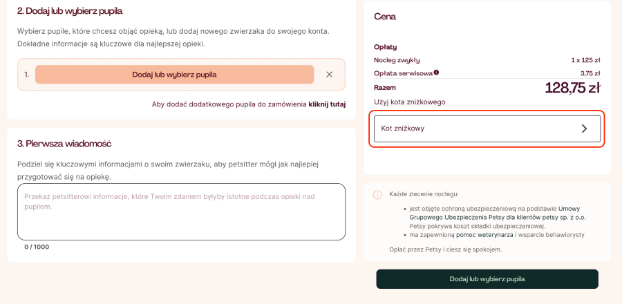 Miejsce na kod rabatowy Petsy
