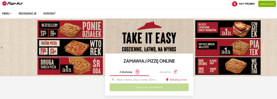 Strona internetowa Pizza Hut