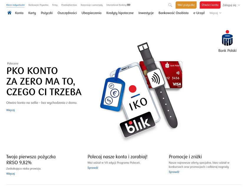 Strona internetowa PKO Bank Polski