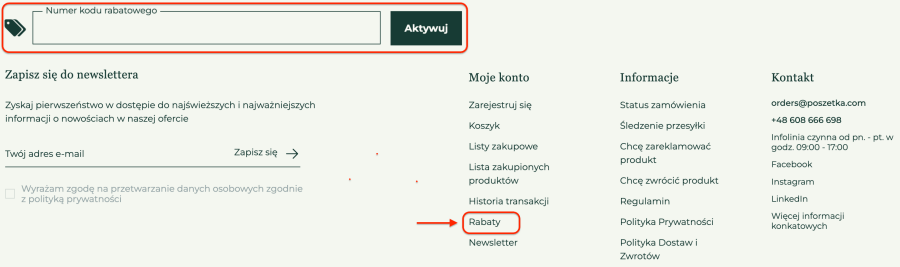 Miejsce na kod rabatowy poszetka.com