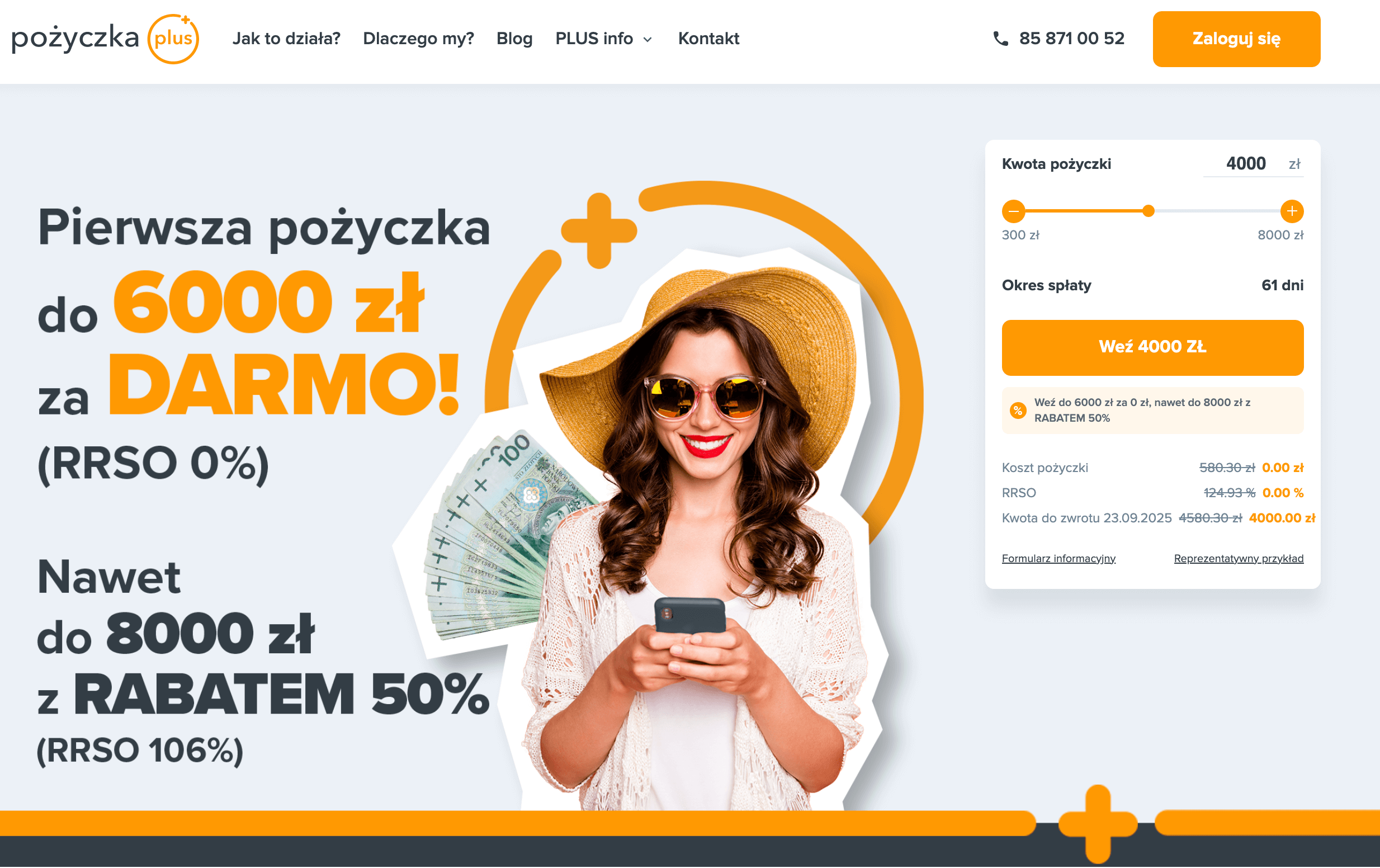 Strona internetowa Plus Pożyczka