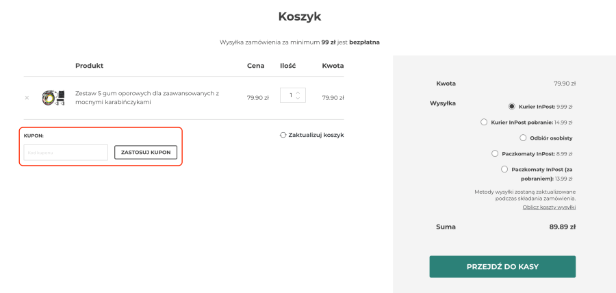 Miejsce, gdzie należy podać kod rabatowy PulsOK.pl