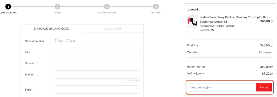 Miejsce na kod rabatowy redline