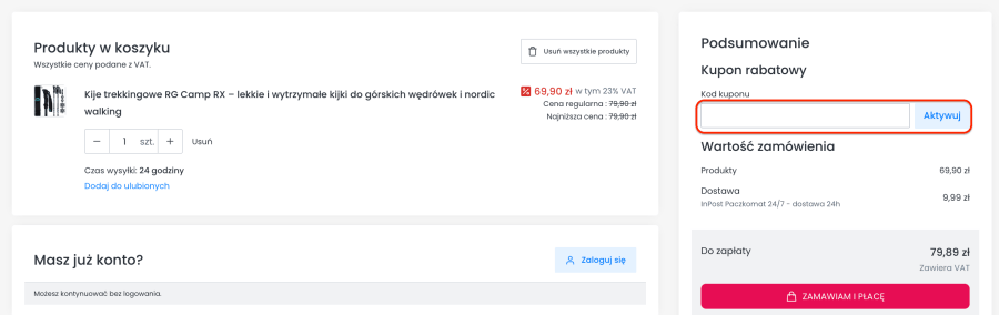 Miejsce na kod rabatowy RG Camp