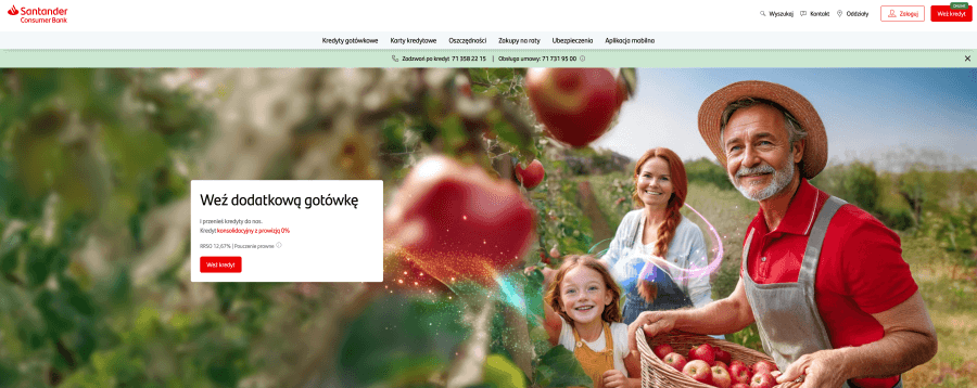 Strona internetowa Santander