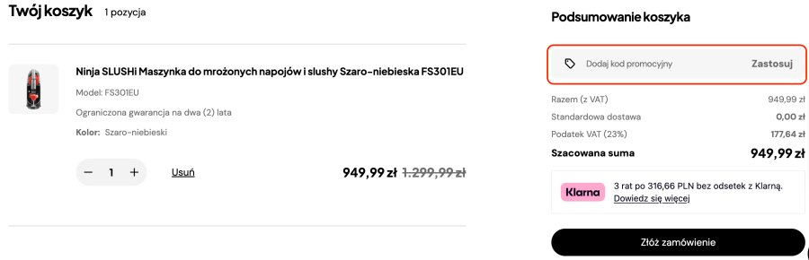 Miejsce na kod rabatowy sharkninja