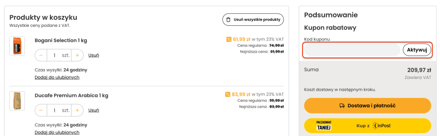 Miejsce na kod rabatowy SklepKawa