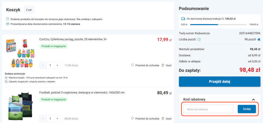 Miejsce na kod rabatowy smyk