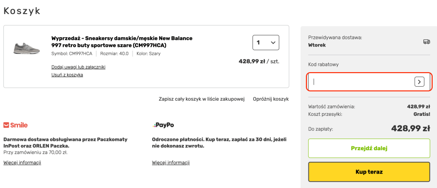 Miejsce na kod rabatowy SportGrand