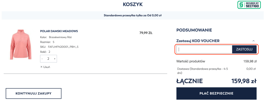 Miejsce na kod rabatowy Trespass