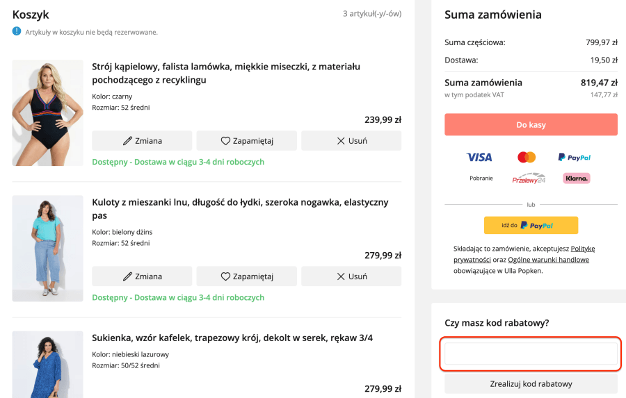 Miejsce na kod rabatowy ulla popken