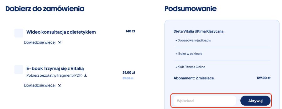 Miejsce na kod rabatowy vitalia