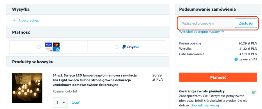 Miejsce na kod rabatowy wish