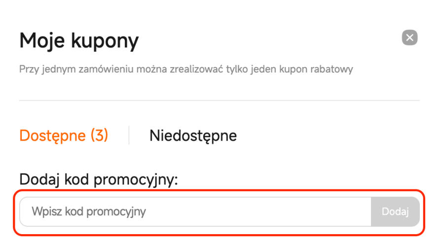 Miejsce na kod rabatowy Xiaomi