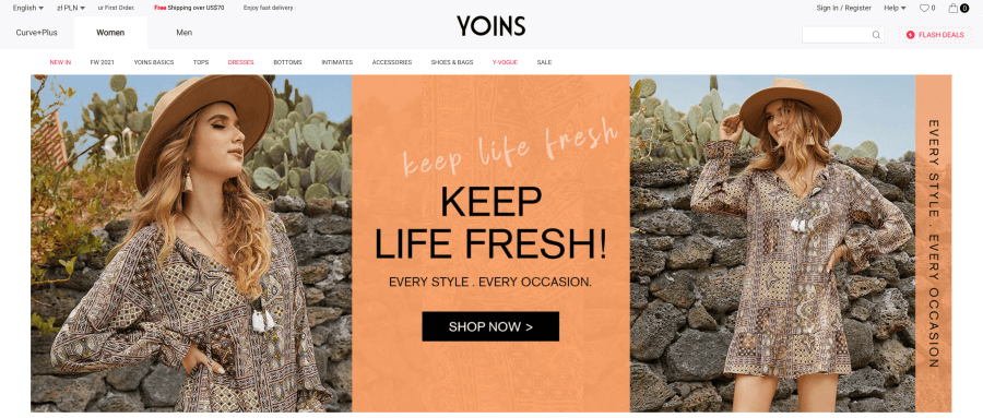 Sklep internetowy Yoins