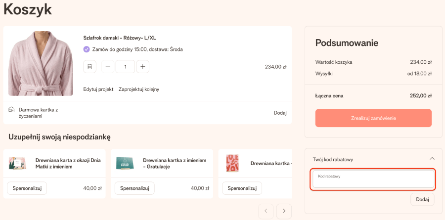 Miejsce na kod rabatowy your surprise