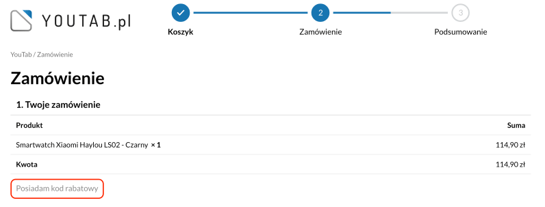 Miejsce na kod rabatowy YouTab