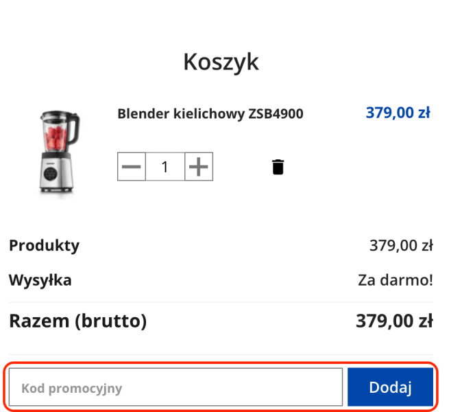 Miejsce na kod rabatowy Zelmer