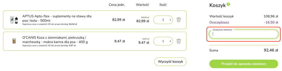 Miejsce na kod rabatowy Zoofaster (KrakVet.pl)